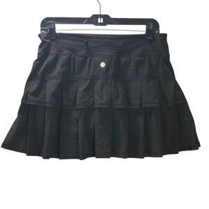 Lululemon Pace Setter Skirt Black Tiered Pleated Athletic Tennis Golf Skort 6
